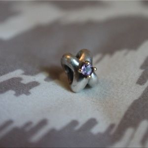 Retired Two Tone Love Knot Pandora Charm Amethyst